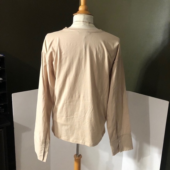 Zara Tan Round Neck Long Sleeve T-Shirt Size M NWT - Picture 6 of 8